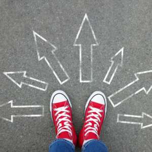 Choosing,Future,Profession.,Girl,Standing,In,Front,Of,Drawn,Signs
